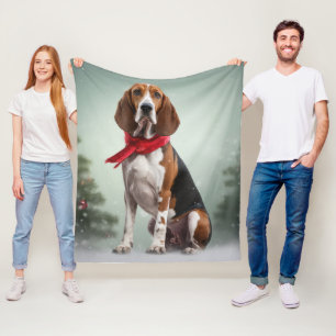 Cobertor De Velo Cão Treeing Walker Coonhound na neve de Natal