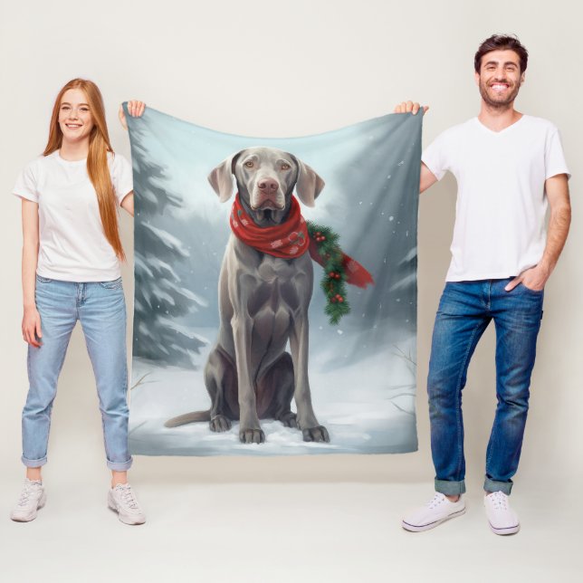 Cobertor De Velo Cão Weimaraner na Neve Natal (In Situ)
