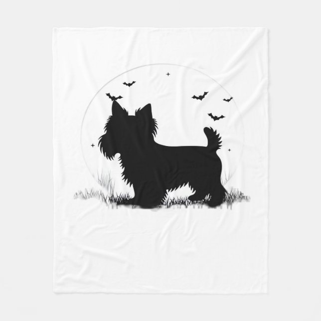 Cobertor De Velo Cão Yorkshire Terrier � Silhueta da Lua de Hallowe (Frente)