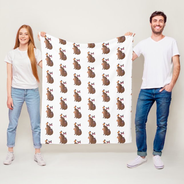 Cobertor De Velo Capivara Engraçada com Borboleta – Adorável Roedor (In Situ)
