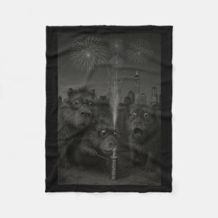 Cobertor De Velo Capivara Engraçada Fogos de Artifício Feliz Ano No