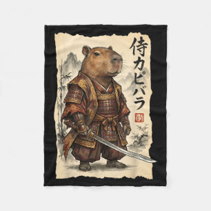 Cobertor De Velo Capivara Samurai Arte Japonesa Gráfico Vintage Eng