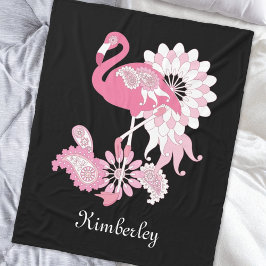 Cobertor De Velo Caprichoso Moderno Flamingo Rosa Preto