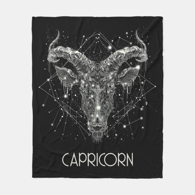 Cobertor De Velo Capricórnio Zodiac Constelação Fleece Blanket (Frente)