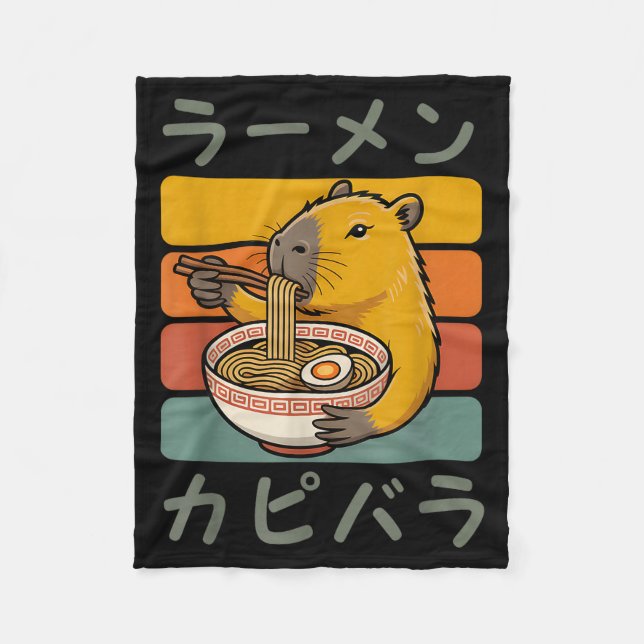 Cobertor De Velo Capybara Anime Graphic Ramen Kawaii Japanese Vinta (Frente)