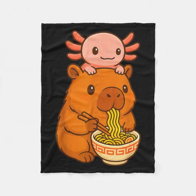Cobertor De Velo Capybara Anime Ramen Axolotl Funny Graphic Kawaii  (Frente)