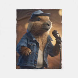 Cobertor De Velo "Capybara Cowboy: Serenading the Wild West"