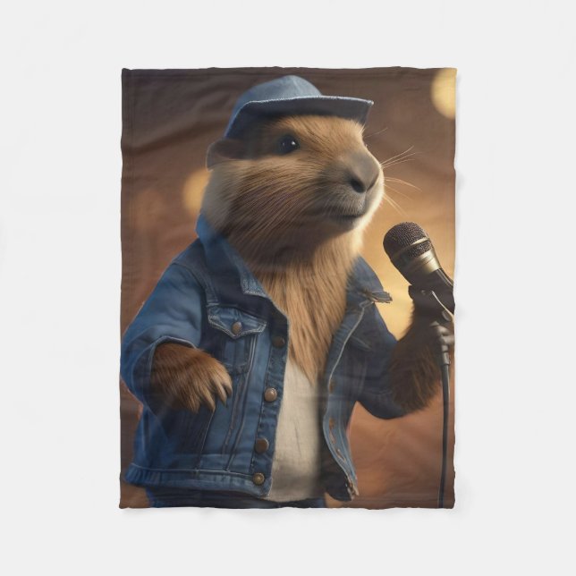 Cobertor De Velo "Capybara Cowboy: Serenading the Wild West" (Frente)