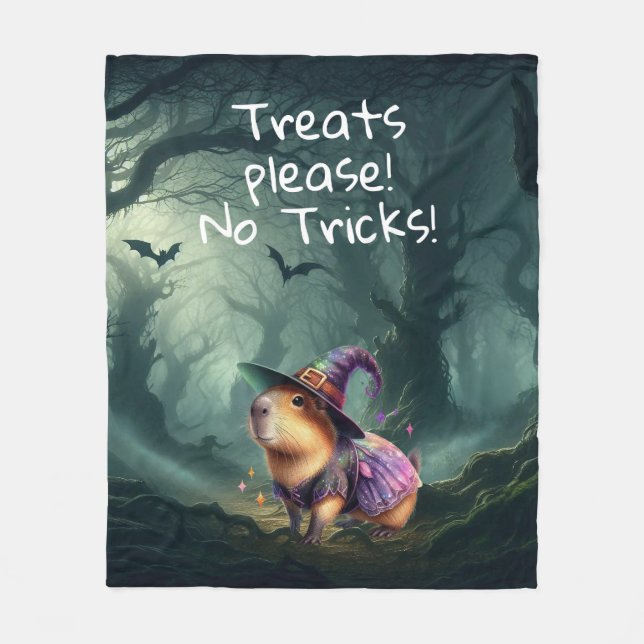 Cobertor De Velo Capybara do Halloween, Cute e Witchy (Frente)