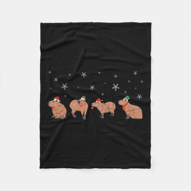 Cobertor De Velo Capybara Merry Christmas Capybaras Lover Funny Bon (Frente)
