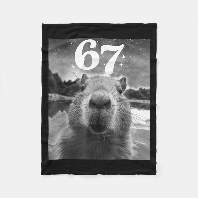 Cobertor De Velo Capybara Selfie With 67 Meme Capy Graphic For Men  (Frente)