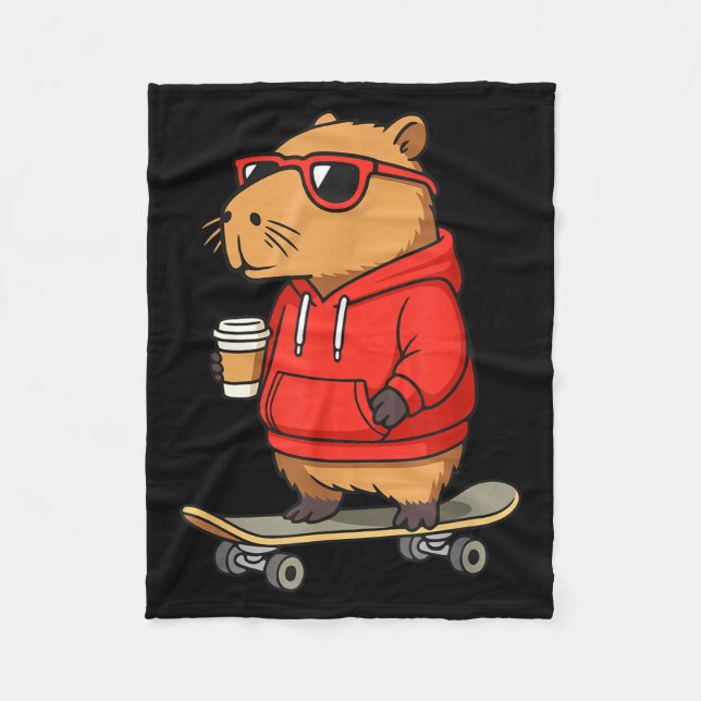 Cobertor De Velo Capybara With Sungles Skater Capy  (Frente)