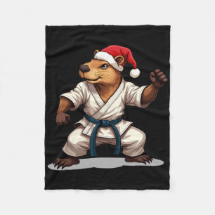 Cobertor De Velo Capyra Karate Natal Artes Marciais Santa Hat Hol