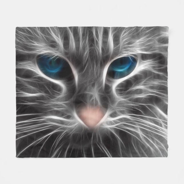 Cobertor De Velo Cara de Gato Azul Incrível (Frente (Horizontal))