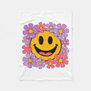 Cobertor De Velo Cara Feliz de Trevo Retro Sorriso Estética Préppy 