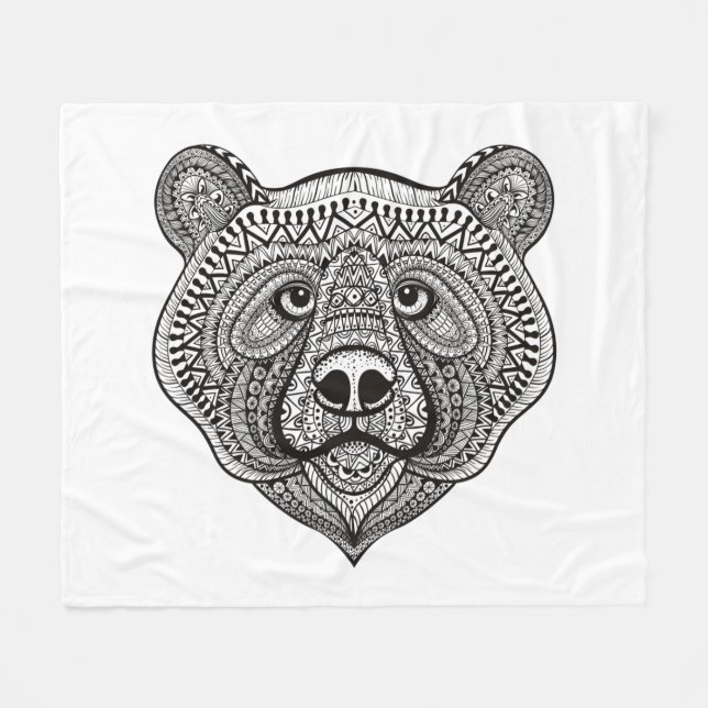 Cobertor De Velo Cara inspirada do urso (Frente (Horizontal))