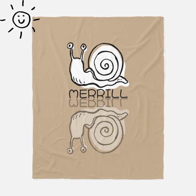 Cobertor De Velo Caracol Marrom Fofo Reflexo Doodle Nome Personaliz (Criador carregado)