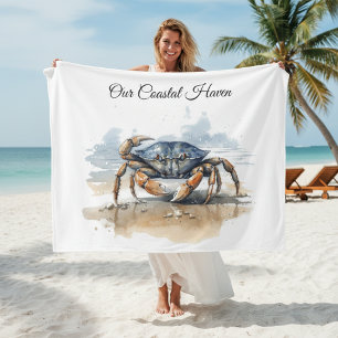 Cobertor De Velo Caranguejo de Praia em Aquarela, personalizado