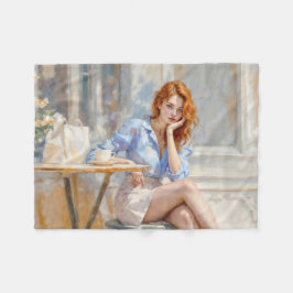 Cobertor De Velo Carente e gentil mulher de cabelos vermelhos em co