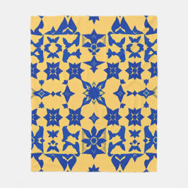 Cobertor De Velo Caribbean Blue Gold Tile Motif Pattern Azulejo 