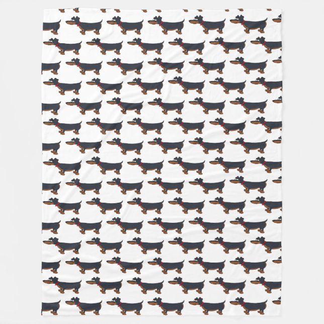 Cobertor De Velo Caricatura Dachshund Cão Fleece (Frente)