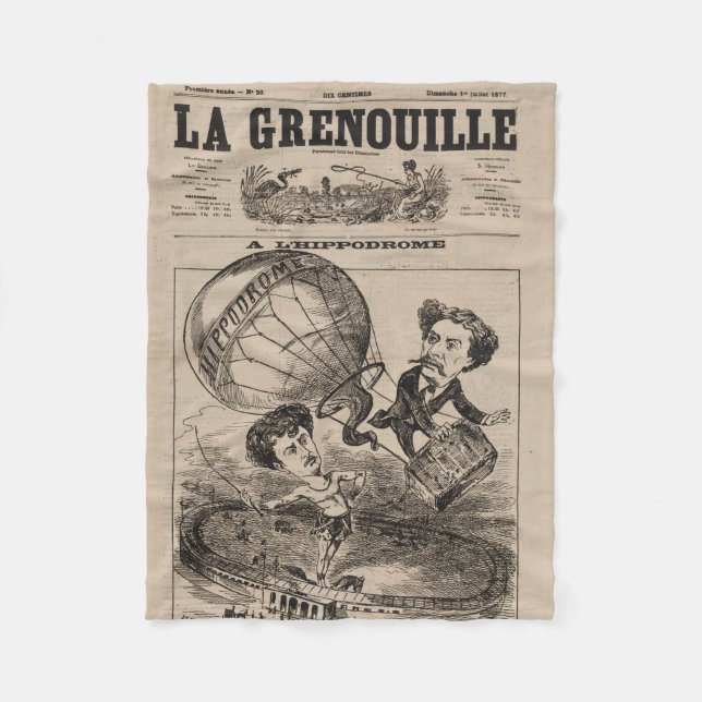 Cobertor De Velo Caricatura Francesa De Balonista No Balão De Ar Qu (Frente)