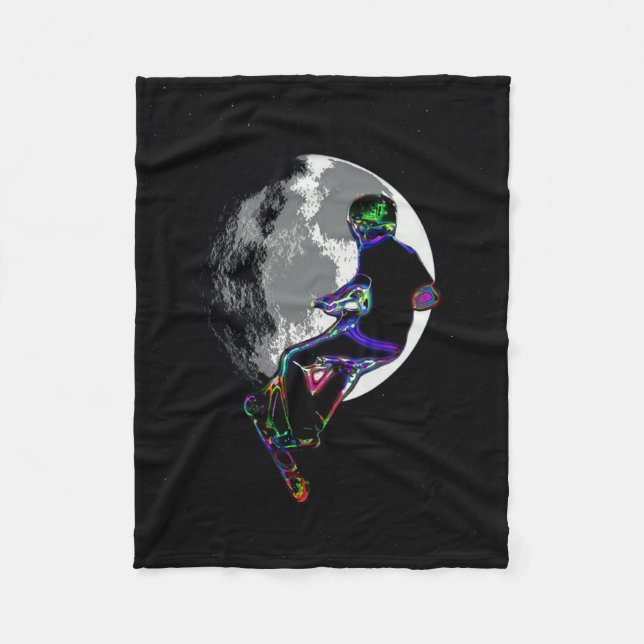 Cobertor De Velo Carimbo de Patinete com Lua - Trabalho de arte Pat (Frente)