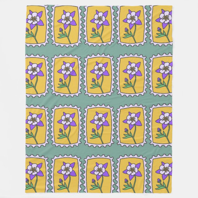 Cobertor De Velo Carimbos de flores roxas (Frente)