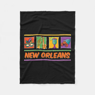 Cobertor De Velo Carnaval de Nova Orleans Louisiana Jazz Antigo Sou
