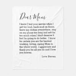 Cobertor De Velo Caro Mãe Carta De Amor Da Criança Adolescente Pers