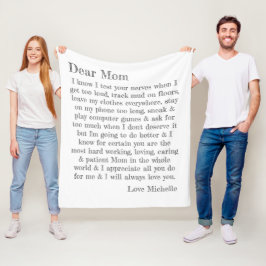 Cobertor De Velo Caro Mãe - Letra Diversão Tipografia Personalizada