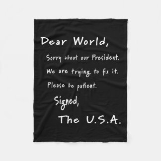 Cobertor De Velo Caro mundial - Carta De Desculpas Dos Eua Anti-Tru