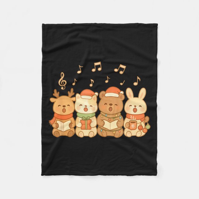 Cobertor De Velo Carolers Kids Boys Girls Christmas Carolers  (Frente)