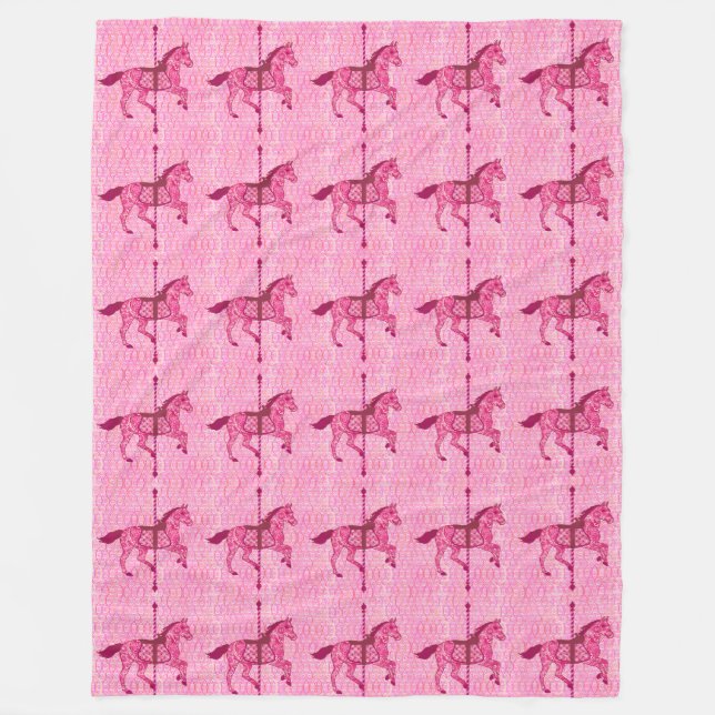 Cobertor De Velo Carrossel Horse - Rosa Fuchsia (Frente)