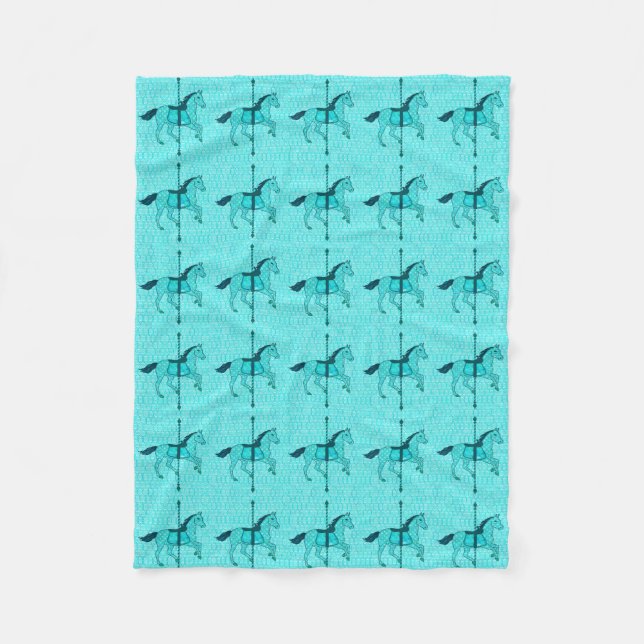 Cobertor De Velo Carrossel Horse - Turquesa e Aqua (Frente)