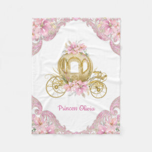 Cobertor De Velo Carruagem Princesa Rosa Dourada Bebê