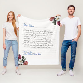 Cobertor De Velo Carta de amor manuscrita de notebook personalizado