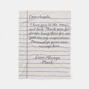 Cobertor De Velo Carta de amor manuscrita do notebook ou mensagem p