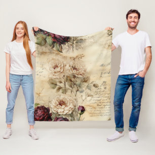 Cobertor De Velo Carta de Amor Vitoriana Floral Pergaminho