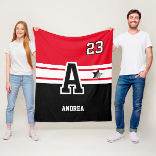 Cobertor De Velo Carta Esportiva Vermelha e Preta