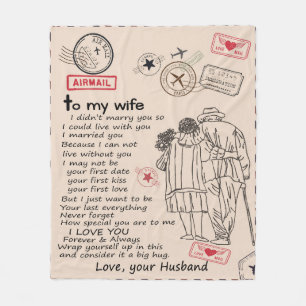 Cobertor De Velo Carta Personalizada À Minha Esposa, Presente De An
