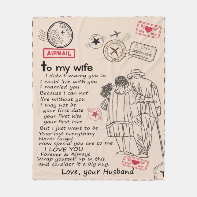Cobertor De Velo Carta Personalizada À Minha Esposa, Presente De An (Frente)