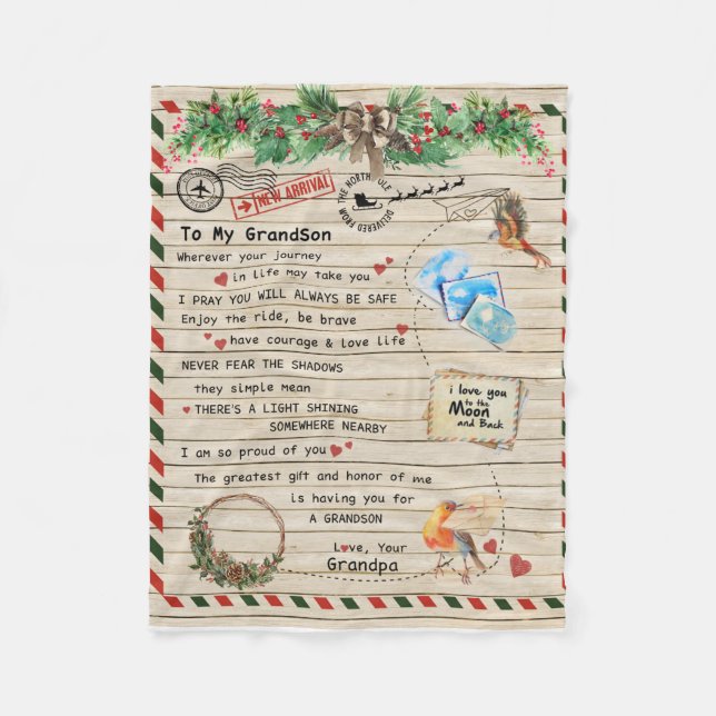 Cobertor De Velo Carta Personalizada Ao Meu Avô (Frente)
