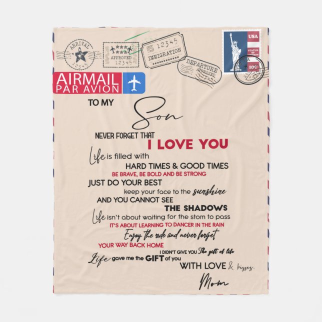 Cobertor De Velo Carta Personalizada Ao Meu Filho, Ideia Filho Aniv (Frente)