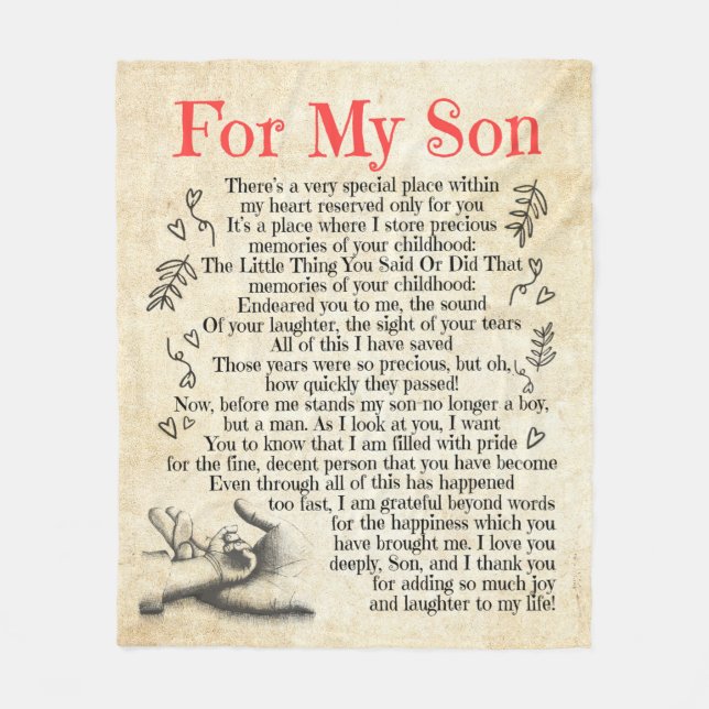 Cobertor De Velo Carta Personalizada Para Meu Filho (Frente)