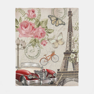 Cobertor De Velo Cartão postal de Paris vintage.