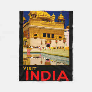 Cobertor De Velo Cartaz de viagem da Índia arte vintage indiana
