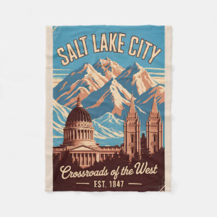 Cobertor De Velo Cartaz de Viagem Retro Vintage Salt Lake City Utah