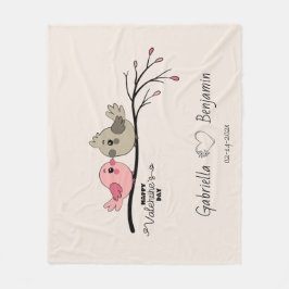 Cobertor De Velo Cartoon Bonito Aves no Dia do Namorados