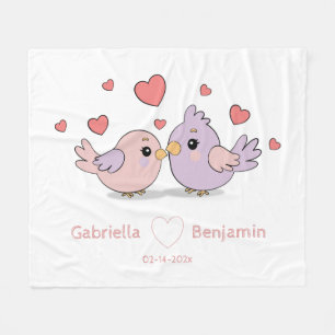 Cobertor De Velo Cartoon Bonito Aves Rosa de Namorados Coração